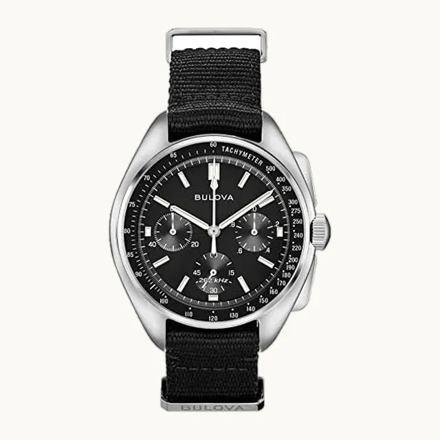 Men's Archive Series Lunar Pilot 6-Hand Chronograph High Performance Quartz Stainless Steel, Black NATO Strap and