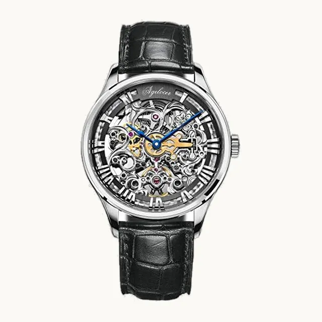 Vintage Baroque Engraved Original Design, Automatic Watch for Men, Waterproof Skeleton Dress Mechanical Watch