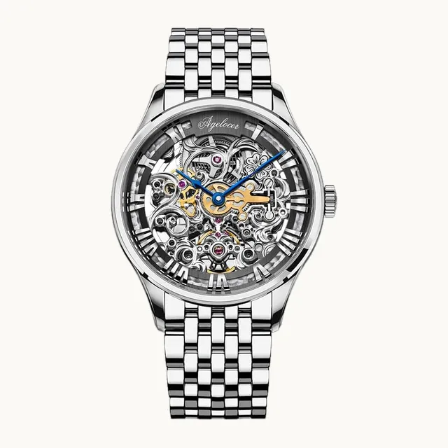 Vintage Baroque Engraved Original Design, Automatic Watch for Men, Waterproof Skeleton Dress Mechanical Watch
