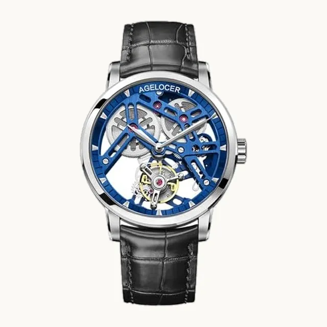 Tourbillon Watches Men, Original Ultra Thin Classic Style, Skeleton Manual Mechanical Watch, Leather Strap Mens