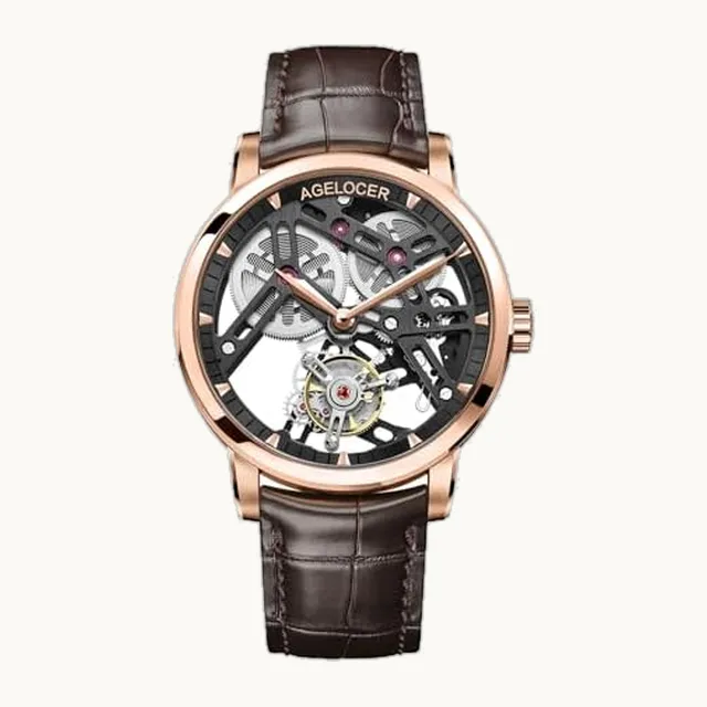 Tourbillon Watches Men, Original Ultra Thin Classic Style, Skeleton Manual Mechanical Watch, Leather Strap Mens