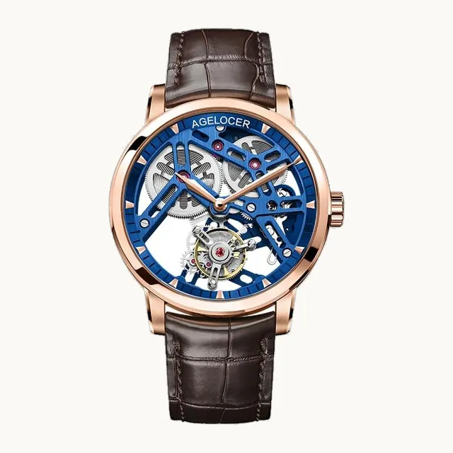 Tourbillon Watches Men, Original Ultra Thin Classic Style, Skeleton Manual Mechanical Watch, Leather Strap Mens