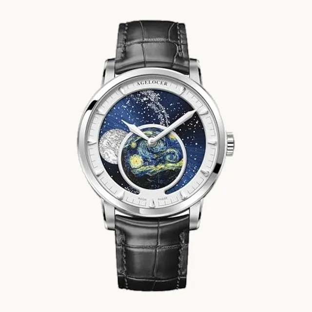 Moon Phase Watch Original Design, Automatic Mechanical Watches for Men, Leather Strap Waterproof Dress Watch Me