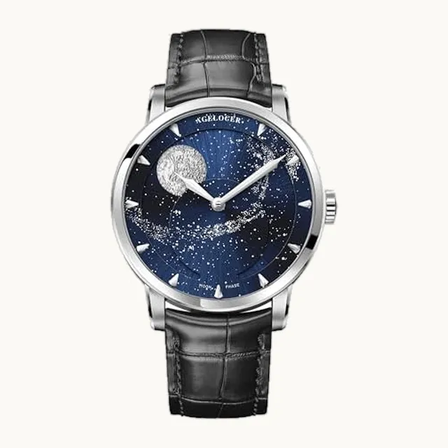 Moon Phase Watch Original Design, Automatic Mechanical Watches for Men, Leather Strap Waterproof Dress Watches