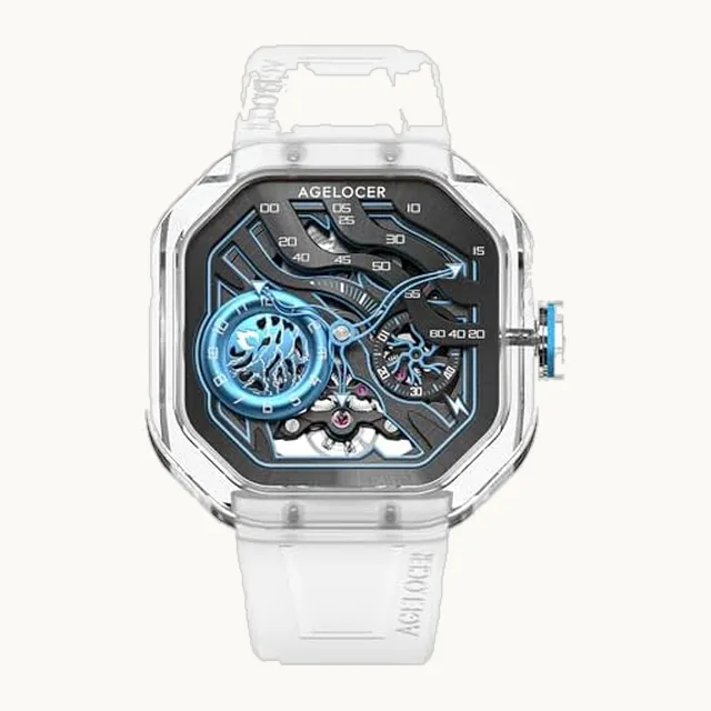 Original Design Volcano Series Full Transparent Crystal Case, Luxury Skeleton Automatic Mechanical Watches for