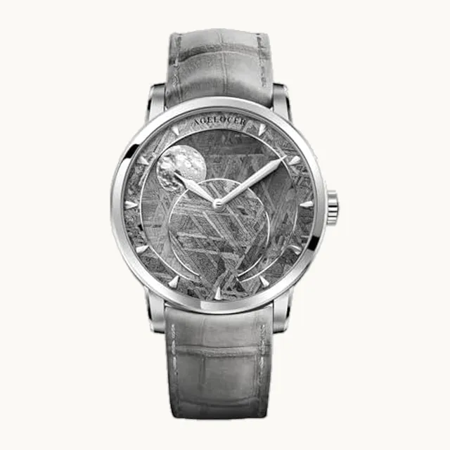 Moon Phase Watch Natural Meteorite Original Design, 29.51 Day Precise Moonphase, Automatic Mechanical Watches f