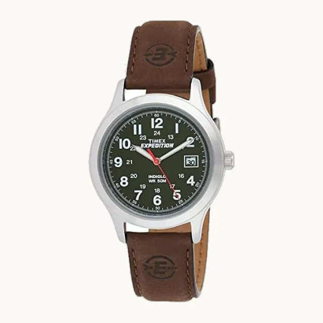 T40051 Expedition Metal Field Reloj con correa de cuero marrón para hombre