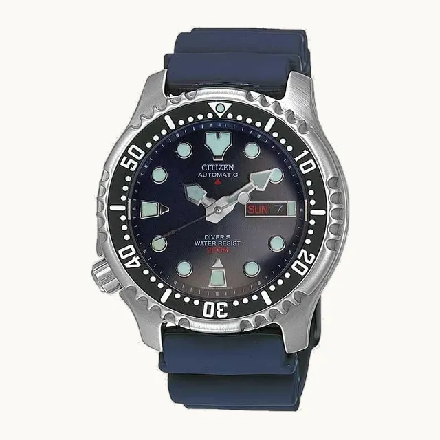 Reloj analógico automático para hombre con correa de goma Promaster Marine, tono plateado, correa, Tono platea