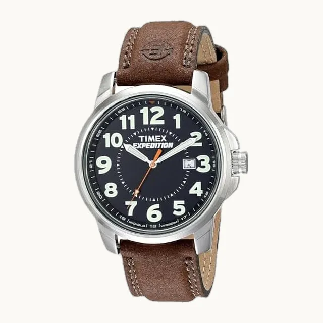 T40051 Expedition Metal Field Reloj con correa de cuero marrón para hombre