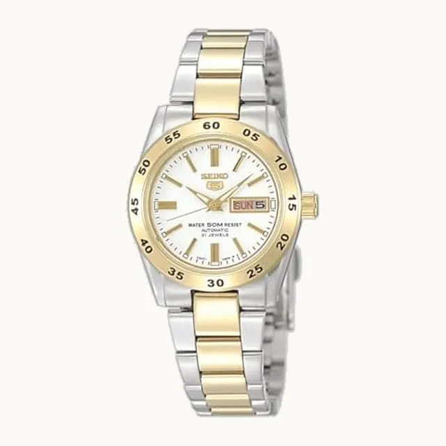 Reloj automático para mujer de acero inoxidable con correa de acero inoxidable