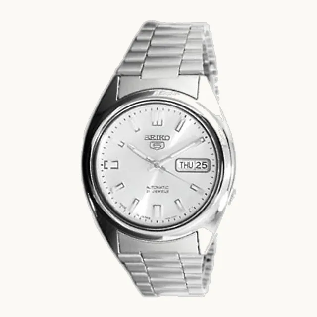 Reloj Seiko Serie 5 automático para hombre con esfera plateada SNXS73J1