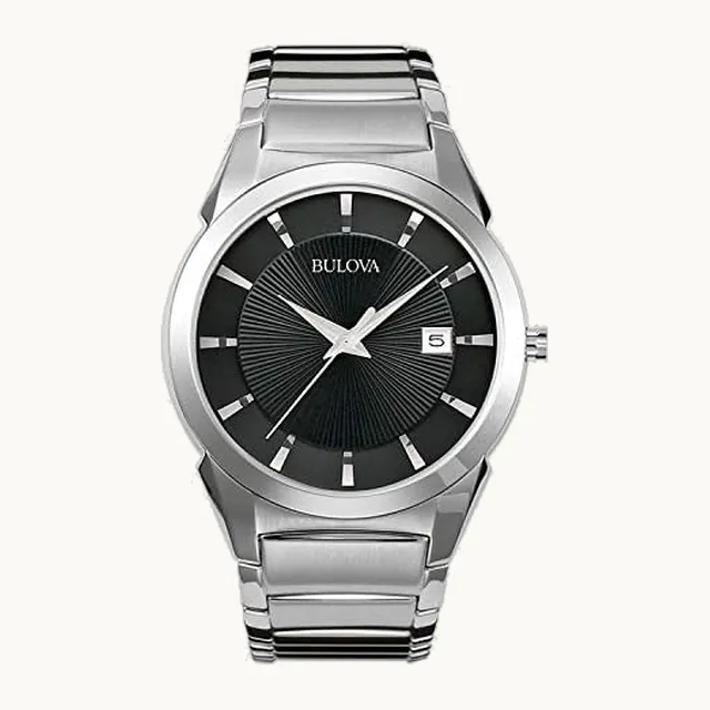 Reloj clásico de cuarzo para hombre, acero inoxidable, tono plateado