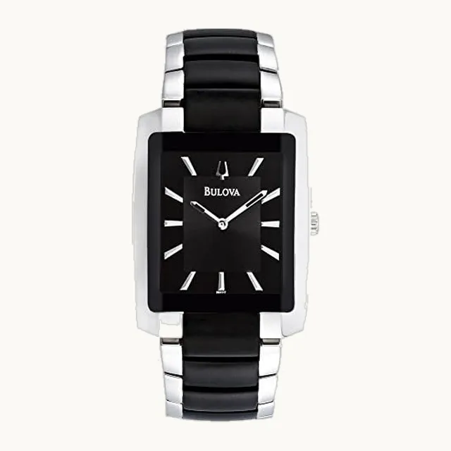 Reloj clásico de cuarzo rectangular de 2 manos para hombre