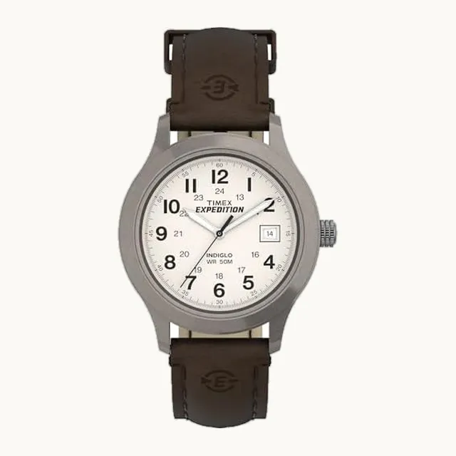 T40051 Expedition Metal Field Reloj con correa de cuero marrón para hombre