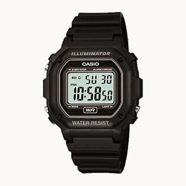 F108WH Series | Reloj digital para hombre | Iluminador | Resistente al agua | Luz LED | Alarma diaria | Cronómetro
