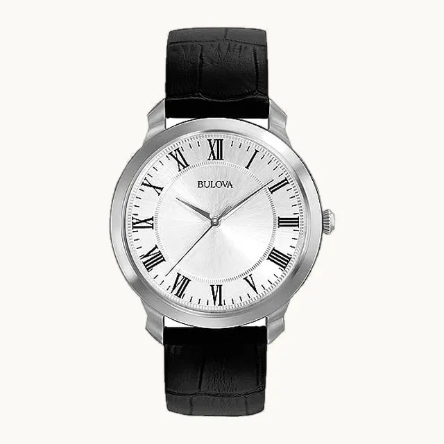 Reloj clásico de cuarzo de 3 manos para hombre, correa de piel negro, marcadores de números romanos, 41 mm