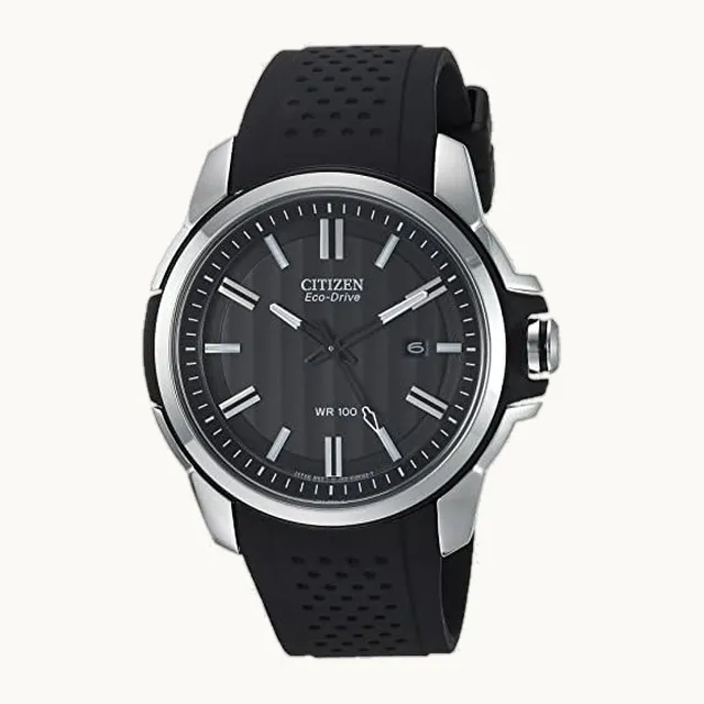 Eco-Drive Weekender - Reloj para hombre, acero inoxidable con correa de poliuretano