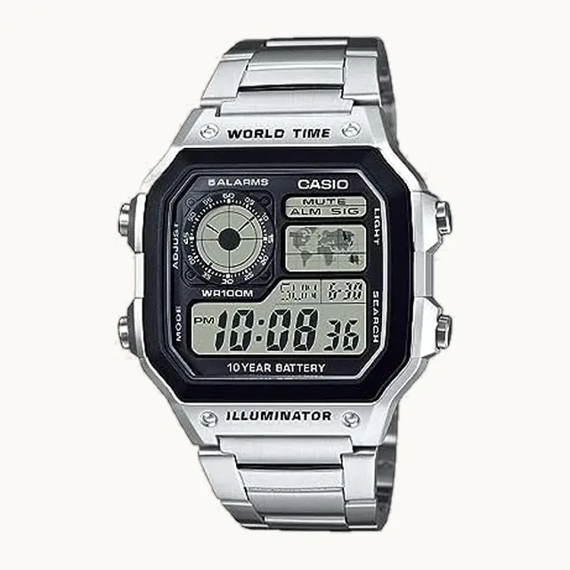 AE1200WH-1A Reloj analógico digital multifunción para hombre negro