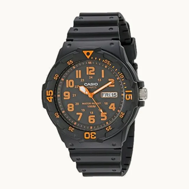 MRW200H Series | Unisex Analog Watch | 100M WR | Stainless Steel Case | Resin Band | 2 Hand Analog (HR, Min, SEC)
