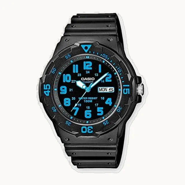 MRW200H Series | Unisex Analog Watch | 100M WR | Stainless Steel Case | Resin Band | 2 Hand Analog (HR, Min, SEC)