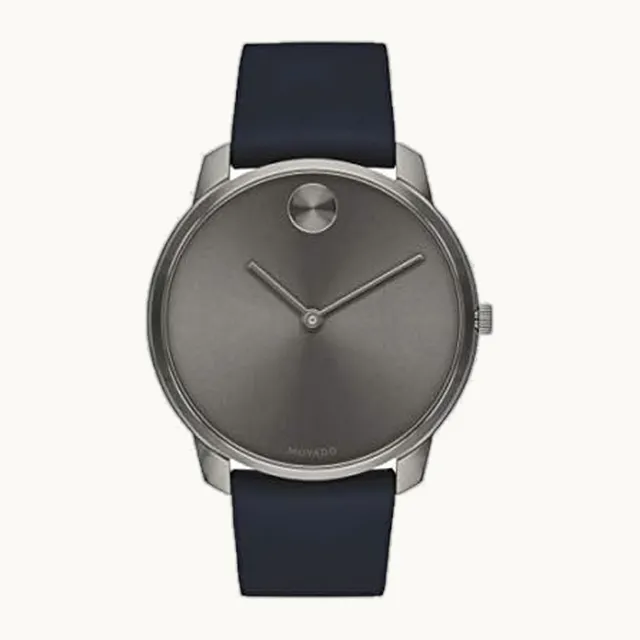 3600586 - Carcasa de acero inoxidable chapado en iones grises, esfera gris, correa de piel de napa azul, para hom
