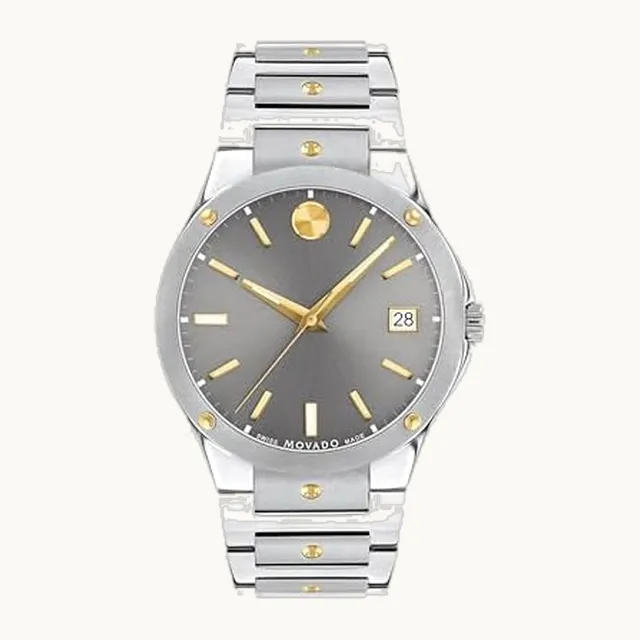 SE - Reloj para hombre, movimiento de cuarzo suizo, pulsera de eslabones de acero inoxidable, resistencia al agua