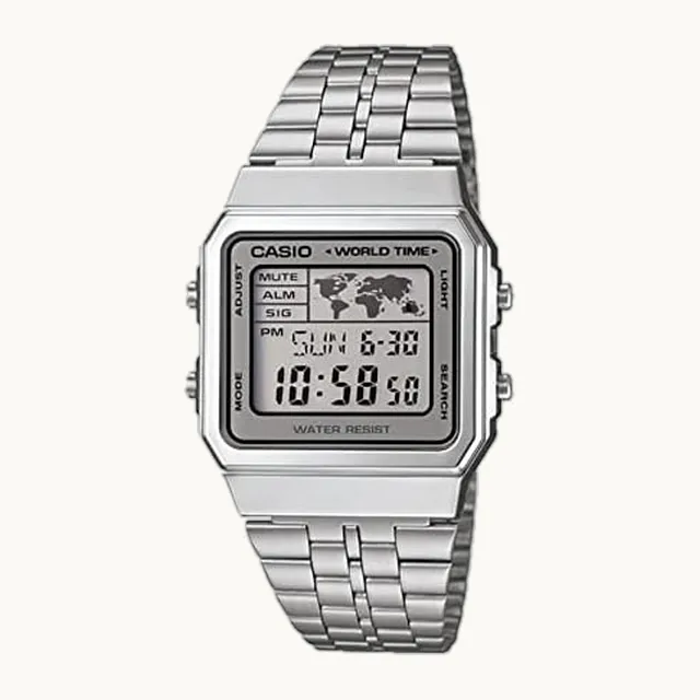 A500WA-7 Reloj clásico de cuarzo con visualización digital para hombre, Lcd/Gris, Mediano, Pulsera