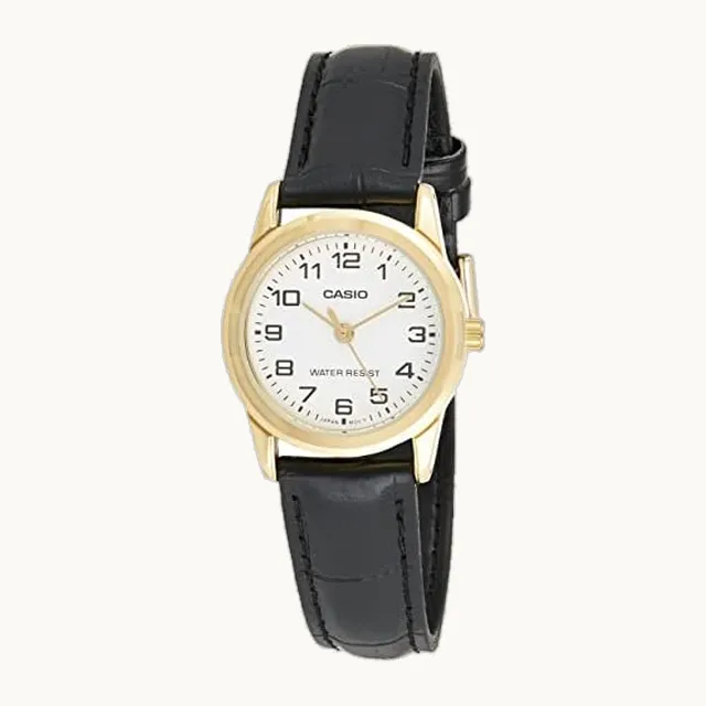 LTPV001GL-7B Reloj de cuarzo de piel negro para mujer, Negro -, Reloj de cuarzo