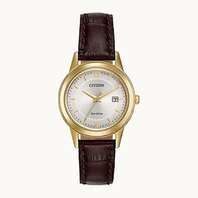 Ladies' Eco-Drive Classic Leather Strap Watch with 3-Hand Date