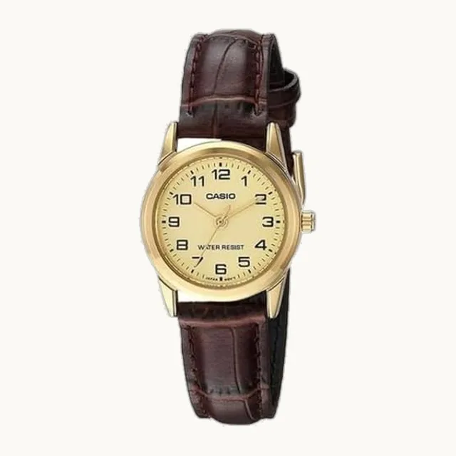LTP-V001GL-9BUDF Reloj de pulsera para mujer, Marrón, Movimiento de cuarzo