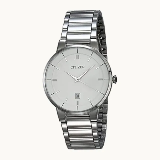 60743 Reloj Clásico Analógico Cuarzo para Hombre, Blanco/Plateado