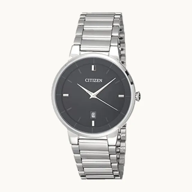 60744 Reloj Clásico Analógico Cuarzo para Hombre, Negro/Plateado