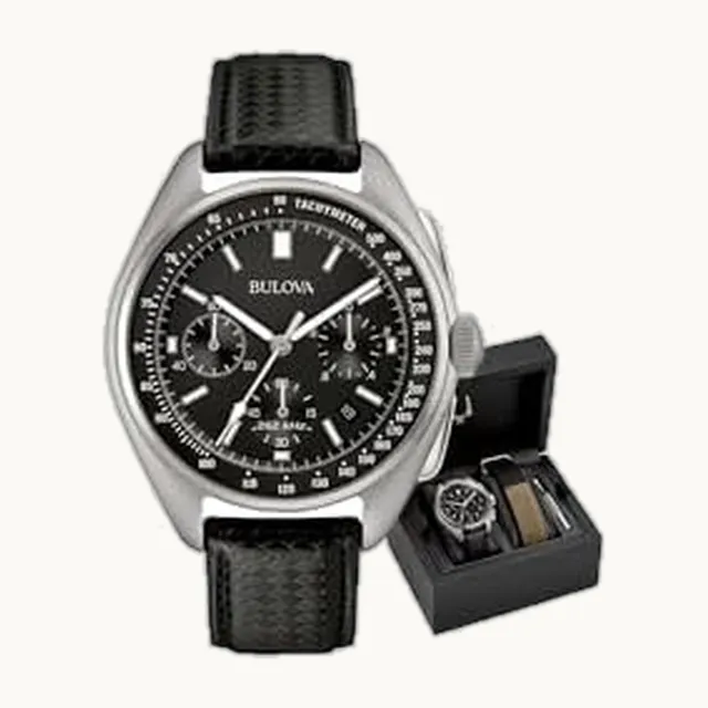 Herren Armbanduhr Lederband Moon