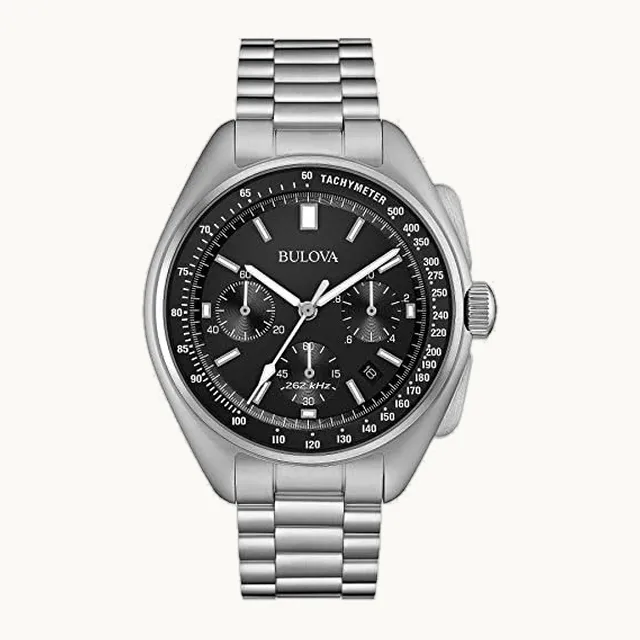 96b258 Mens Special Edition Luna pulsera de acero de plata reloj