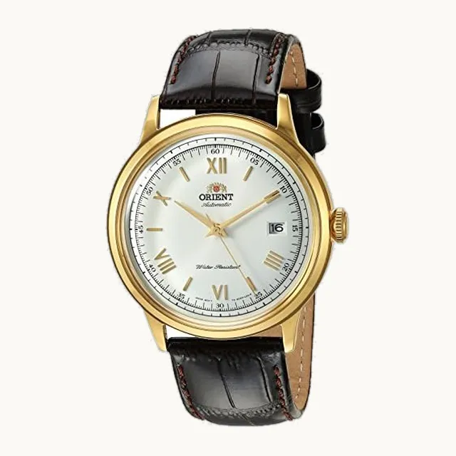 Bambino Ver para hombre Reloj de vestir japonés automático de acero inoxidable y piel de 2 pies