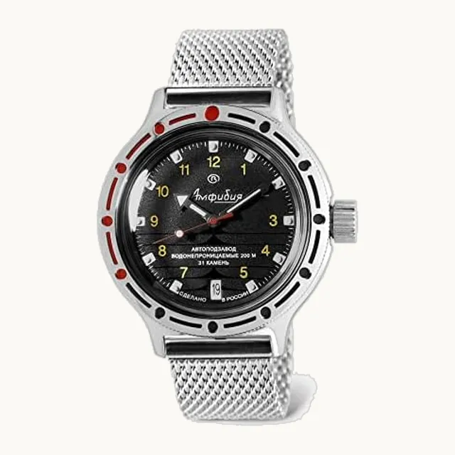 Europe VOSTOK - Reloj de pulsera clásico de anfibios automático automático de cuerda automática de buceador ruso
