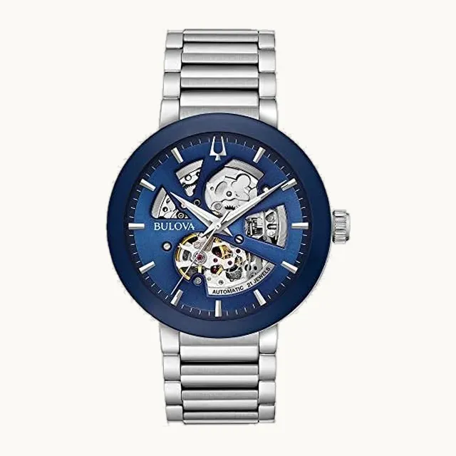 Men's Modern 3-Hand Automatic Watch, Open Aperture Dial and Edge to Edge Crystal