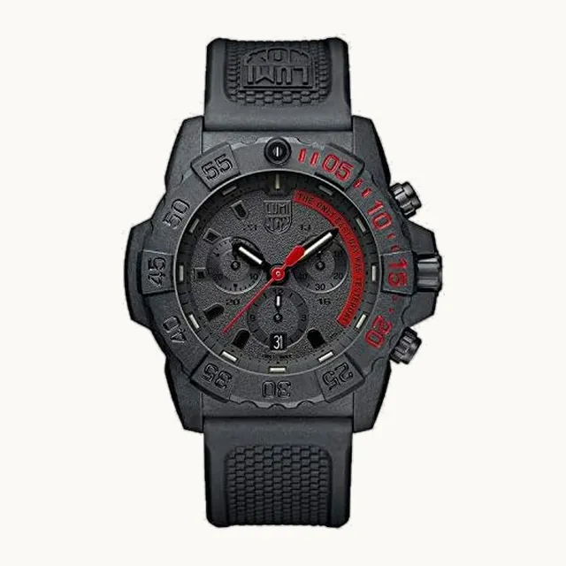 Navy Seal - Men's Watch 45 mm – Military Diving Watch - Black Chronograph - Water Resistant Mens Watch - Date