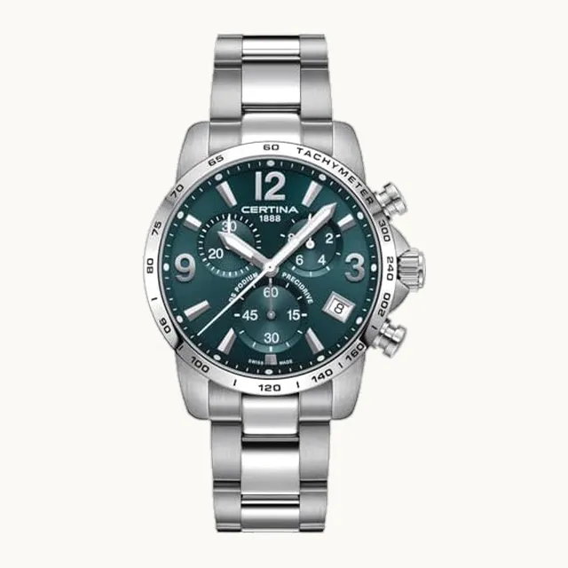 Certina, Reloj deportivo para hombre, DS PODIUM, acero inoxidable, cuarzo suizo, C0344171109700, plateado, Cronó