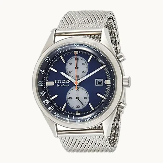Chandler Eco-Drive Movement Reloj para hombre, Tono-plateado, Reloj de cuarzo, cronógrafo