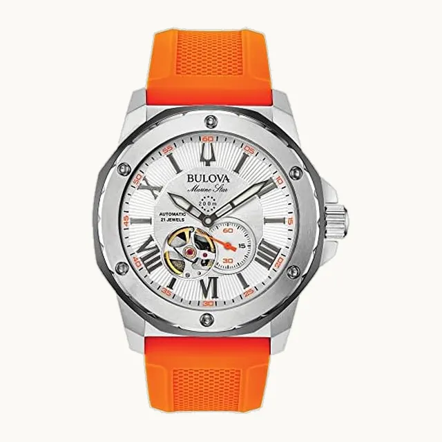 Marine Star 'Series A' - Reloj automático de 3 manos con correa de silicona para hombre, luminoso, 200 m