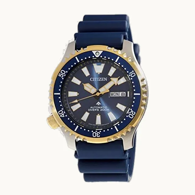 Promaster NY0096-12L - Reloj automático de buceo (200 m, 2 tonos), color azul dorado