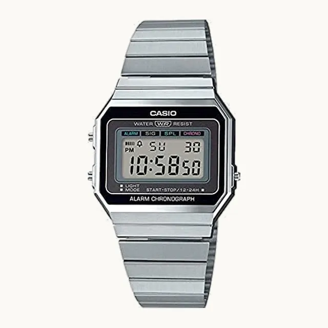 A700W-1ACF Reloj Casio A700W-1ACF Plata Negro for Unisex Adulto, Plata, Unisex