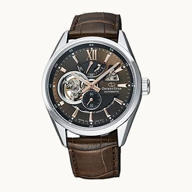 Star RE-AV0006Y - Reloj automático de cristal de zafiro con esfera marrón