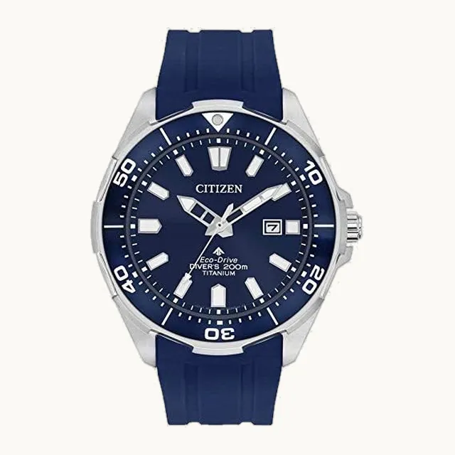 Reloj para hombre de titanio y cuarzo con correa de poliuretano, azul, 22 (Modelo: BN0201-02M)