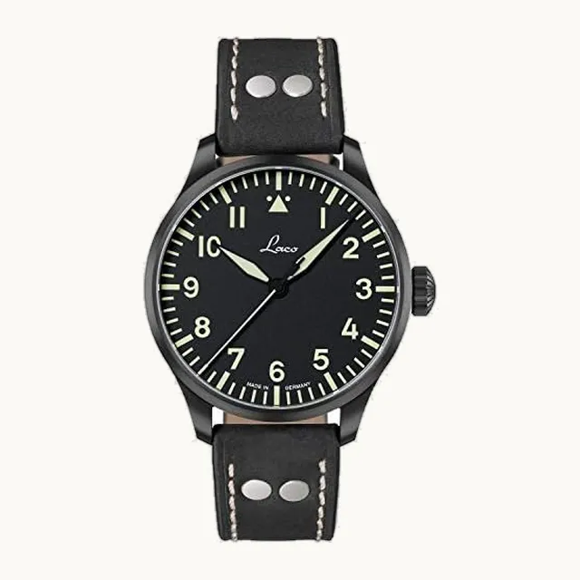 Reloj de aviador automático, carcasa de acero inoxidable, cristal de zafiro, 5 bar, fabricado en Alemania