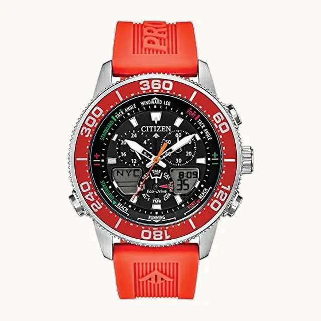 Promaster Sailhawk Eco-Drive - Reloj para hombre, cronógrafo, correa de poliuretano, doble tiempo, analógico/dig