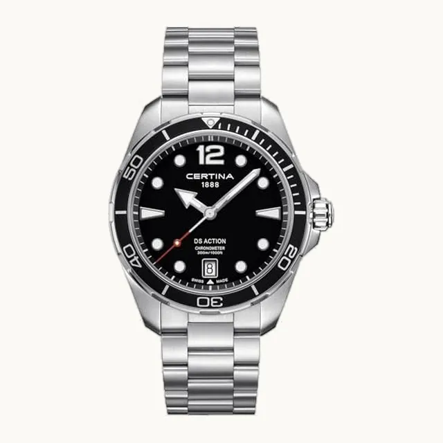 C0324511105700 - Reloj de cuarzo suizo, para hombre, DS ACTION, acero inoxidable, plateado, Reloj de cuarzo