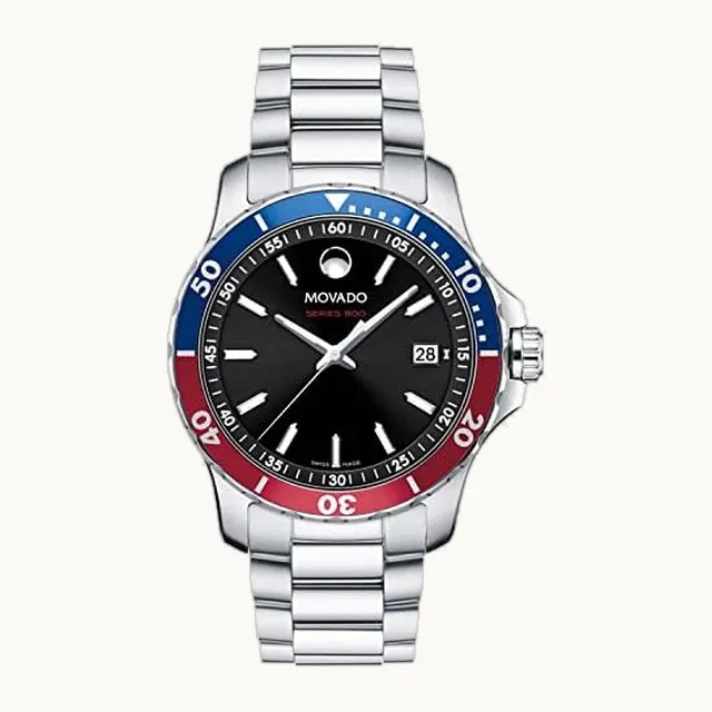 Series 800 Reloj de cuarzo con esfera negra Pepsi Bisel para hombre 2600152, Negro, Movimiento de cuarzo