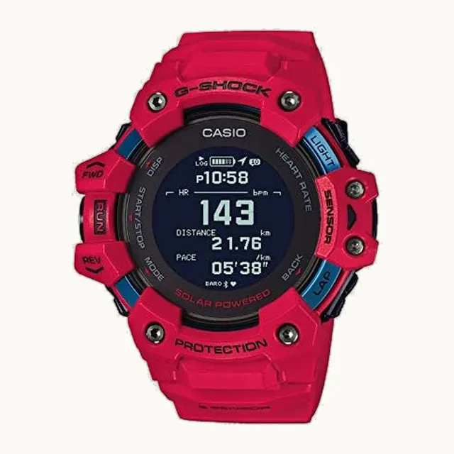 G-Shock Casio Reloj G-Shock Move, GPS + frecuencia cardíaca, reloj de cuarzo asistido solar con correa de resina, rojo (